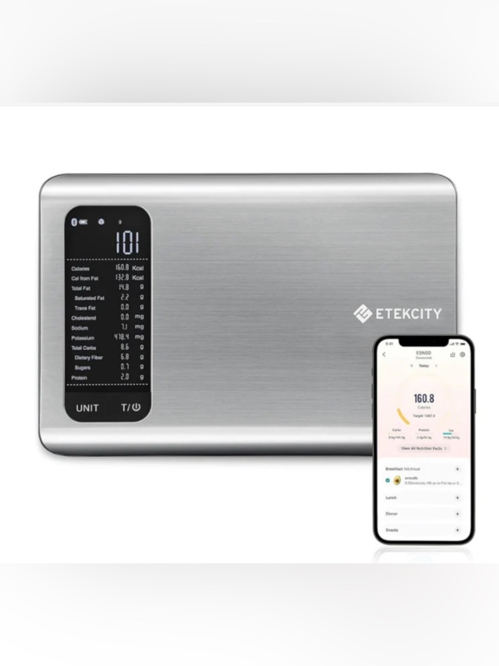Etekcity Silver Digital Kitchen Scale with App Connectivity
